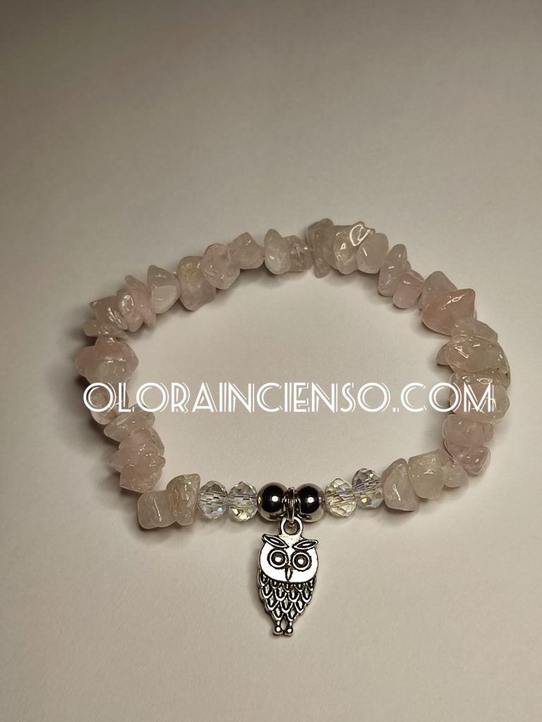 Pulsera Cuarzo Rosa Búho