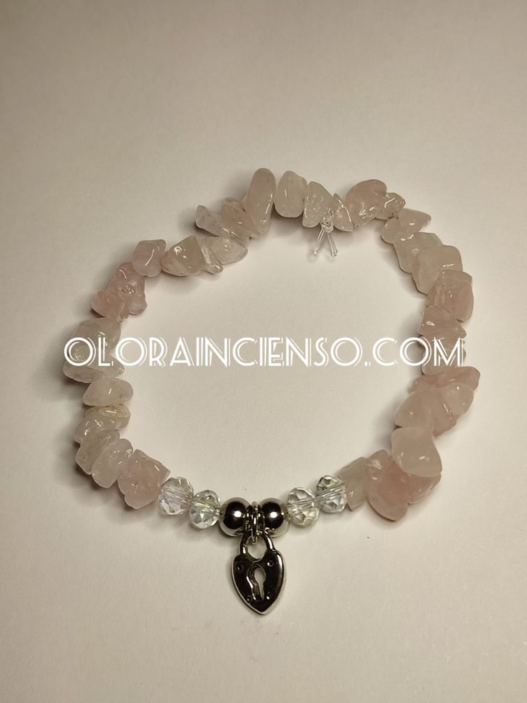 Pulsera Cuarzo Rosa Corazón